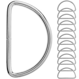 Your Day Mate Metal D-rings, non-welded D ring opening, semi-circular ring made of nickel-plated steel, D-ring buckle for DIY, straps, bag making, repair, replacement, silver