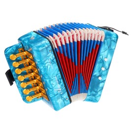 sourcing map Accordion, 10 Keys Bass Button Accordion Mini Musical Instrument Lightweight for Adults Beginners Educational, Sky Blue