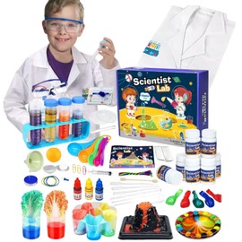 Why2Wise 70+ Science Experiment Kits for Kids with Lab Coat - STEM Activities Educational Scientist Toys for Boys Girls Chemistry Set, Age 6,7,8,9,10,11,12,13,14