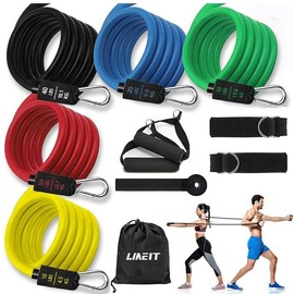 Multi-functional 11-piece set of tension rope sets strength training tensioner home fitness equipment elastic rope exercise band