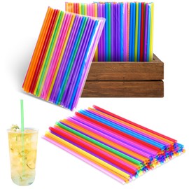 1000 Pcs Colorful Disposable Drinking Plastic Straws Bulk, Long Straight Straws 0.24'' Diameter and 7.87" Long Plastic Longer Disposable Drinking Straw (Multicolor)