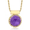 14K Gold Plated Amethyst Necklace for Women - 12mm Round
