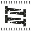 T Strap Hinges Heavy Duty, Shed Door Gate Hinges(Black) (4,