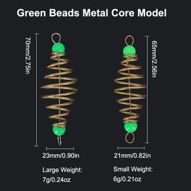 GreenCore Fishing Feeder, 14mm Luminous Beads Feeder for Fishing Method Quick Release Method Inline Method Feeder Spring Feeder Fishing Feeder