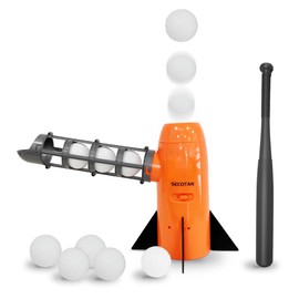 SECOTAN Baseball Pitching Machine Set - Training & Batting Practice with 5 PP Balls, Plastic Baseballl Bat, and Baseball Pitcher