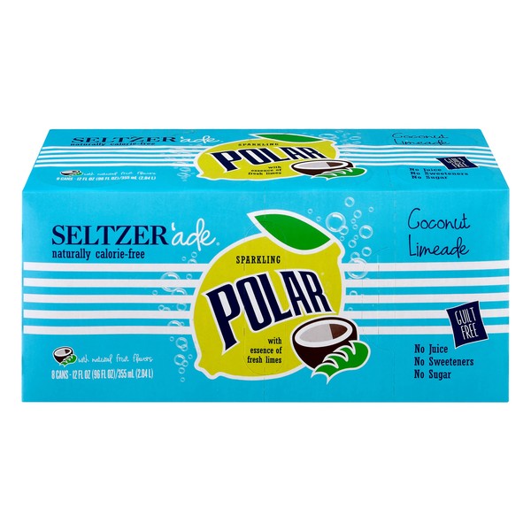 Polar Beverages Seltzer'ade Coconut Limeade, 12 fl oz cans, 8 pack