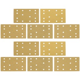 OTOTEC 50PCS Yellow Sanding Discs Pads 133x80mm 14 Holes Rectangle Hook and Loop Sandpaper Assorted P60 P80 P120 P180 P240 Grit for Orbital Sander Manual Sander
