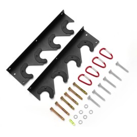 Barbell Rack Single Hook Wall Mount Heavy Duty Vertical Barbell Holder Weight Bar Holder for Olympic Barbell, Curl bar, Commercial or Home Gym Accessory (4 bars) (Black-4pis)