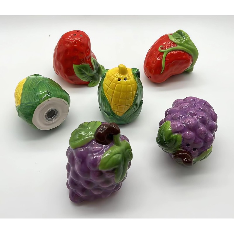 Ceramic Salt & Pepper Shakers - Strawberry Shaped Salt &