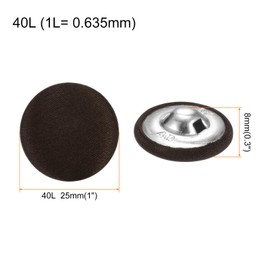 QUARKZMAN Pack of 10 Brown Buttons with Fabric Cover 25 mm Satin Fabric Covered Sewing Buttons Round Craft Buttons Metal Shaft Eyelet Buttons Vintage for Coat Clothing Jacket Blazer Suits DIY