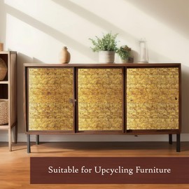 Metallic Gold Peel and Stick Wallpaper (24" x 78", Gold) Removable Peel and Stick Waterproof Contact Paper for Cabinets Bookshelf Drawer Table Upcycling Furniture
