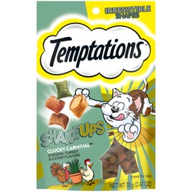 Temptations ShakeUps Crunchy and Soft Cat Treats, Clucky Carnival Flavor, (12) 2.47 oz. Pouches