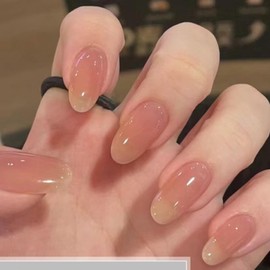 Halb Ausgehärtet UV Gel Nagelfolie, 20 Stück Fingernägel zum Aufkleben Glänzend Nagelsticker Dekoration Nageldesign, Gel Nagel Aufkleber Nagelfolie Selbstklebend (Nude Rosa-Farbverlauf)