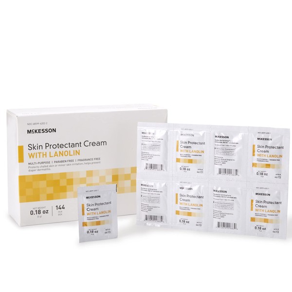 McKesson Skin Protectant Cream with Lanolin, Paraben and Fragrance Free, Unscented, Individual Packet, 5 g, 144 Count