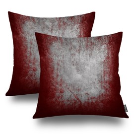Shrahala Grey Abstract Tie Dye Outdoor Throw Pillow Cover, Dark Red Modern Abstract Art Maroon Square Indoor Pillows Water Resistant Linen for Bedroom Living Room Set of 2 (22 X 22 in)
