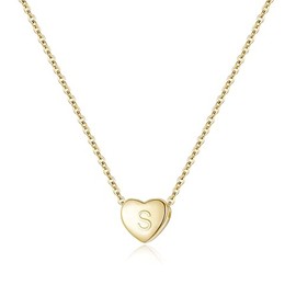 Gold Initial S Heart Necklace Dainty Letter Heart Choker Necklace for Women