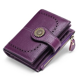 SENDEFN Small Womens Wallet Leather Bifold Card Holder RFID Blocking with Zipper Coin Pocket