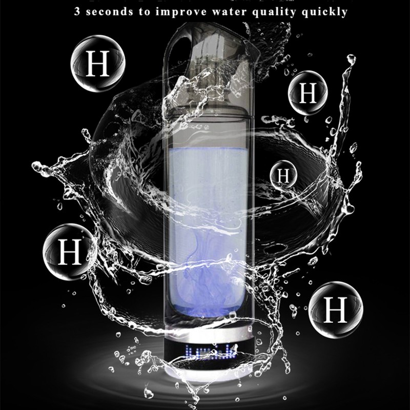 Portable 500ml Hydrogen Rich Water Bottle Alkaline Generator LED Healthy