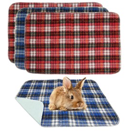 kathson 4Pcs Guinea Pig Cage Liner, 18”x24” Washable Rabbit Pee Pads Waterproof Reusable Pee Mats for Guinea Pig Rabbit Bunny Hamster Cat Puppy Small Animals