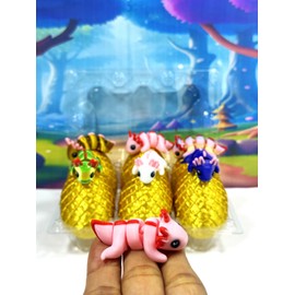 6pcs Mini Axolotl with Egg, 3D Printed Articulated Fidget Mini Axolotl, Colorful Axolotl Fidget Toy, Fidget Toys for Autism/ADHD MA001-6SET-GE