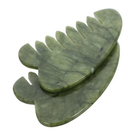 Baluue 2pcs Jade Scalp Massage Comb Multi Functional Meridian Tool for Hair and Face Exfoliating Scraper Natural Gua Sha for Relaxation and Blood Flow Stimulation