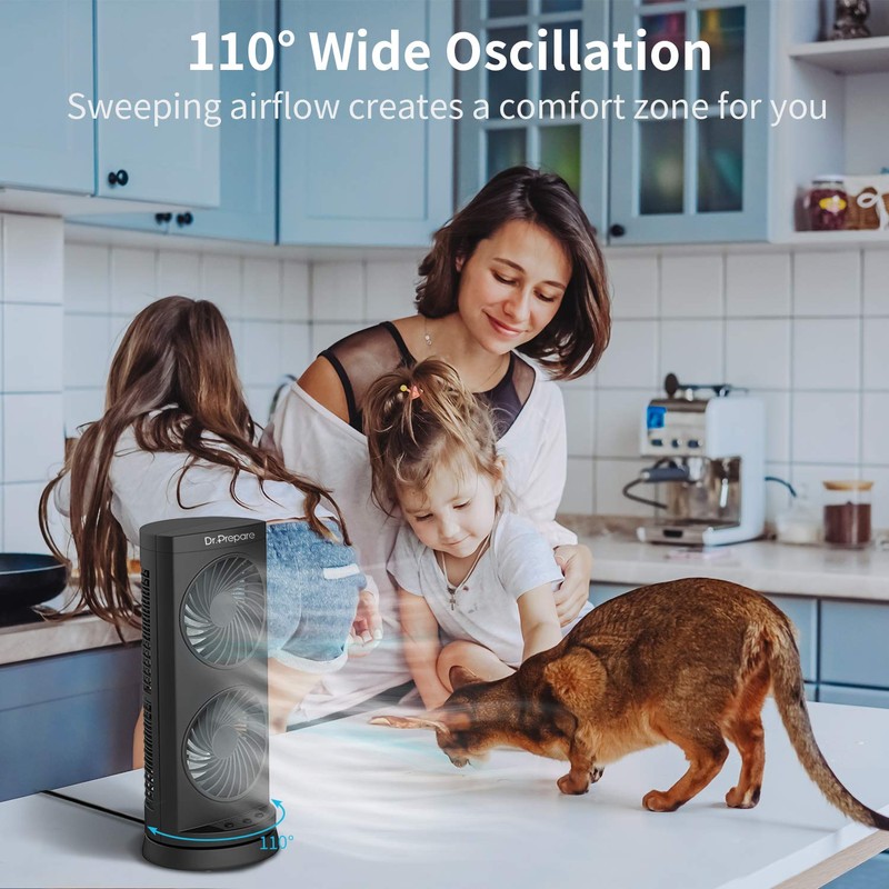 Dr. Prepare Desk Fan Tower Fan Cooling Fan, Portable Oscillating