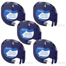 Crihovy Pack of 5 label tape compatible, labelling tape, labelling tape, paper labels, fabric labels for Dymo LetraTag LT-100H LT-100T QX50 2000, 12 mm x 4 m tape