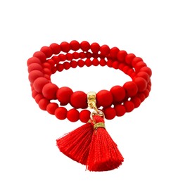 perela - Handmade - Perlen Armband - Damen Wickelarmband - stylischer Schmuck- Sommerarmband - Für jeden Tag - Schickes Geschenk - Boho - Ibiza (Rot)