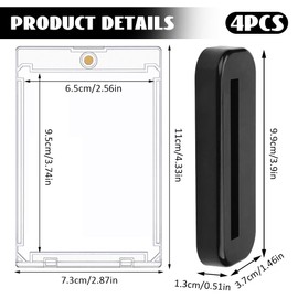 Pack of 4 Magnetic Card Holder 35pt Magnetic Card Holder, Ultra Clear UV Protection Cards, Trading Card Sleeves Magnetic Holder Trading Cards with 4 Trading Cards Stand for Standard Cards, Football