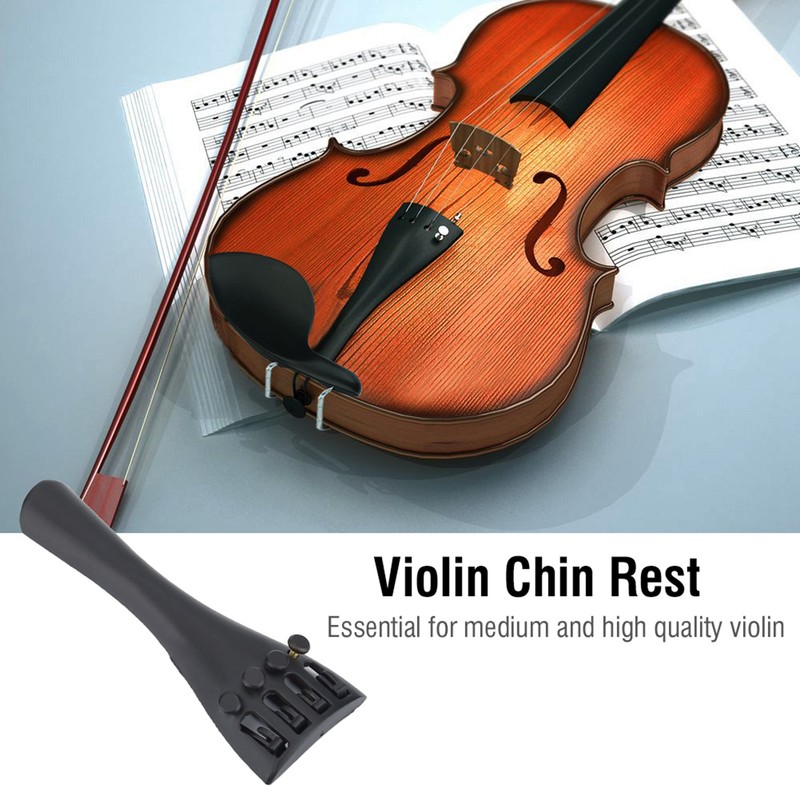 1Set Ebony Wood Violin Parts 4/4 Fittings Chinrest Pegs Tailpiece