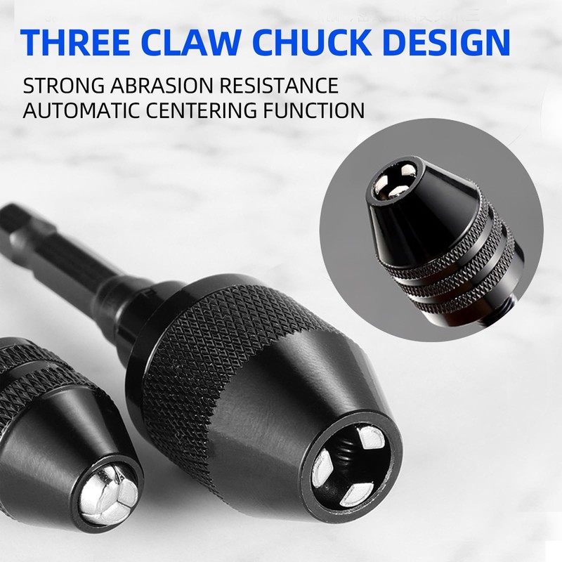 3 Pcs Hexagonal Shank Keyless Drill Chuck Adapter, Drill Chuck