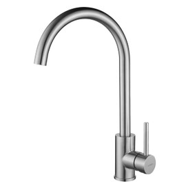 RODDEX Bar Sink Faucet, Single Handle Faucet Modern Stainless Steel One Hole Wet Bar Sink Faucets High Arc Outdoor Kitchen Tall Faucets RV Camper Laundry Outdoor Farmhouse Dishwasher, Brushed Nickel