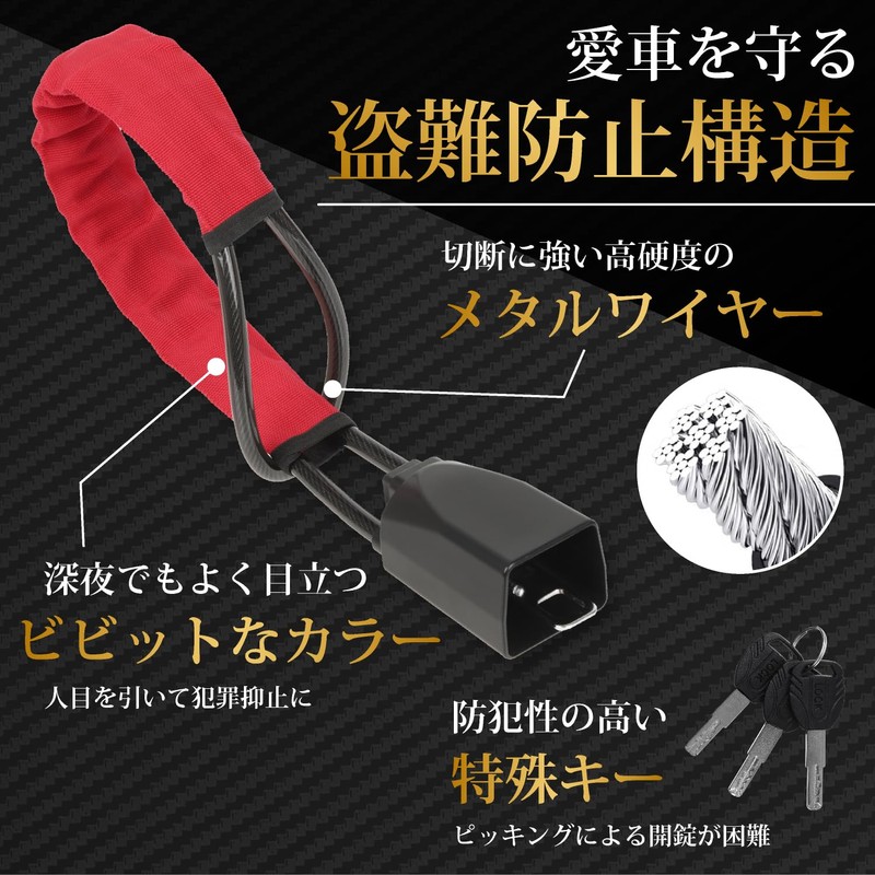 BeneVie [Japanese Brand] Metal Wire Handle Lock Anti-Theft Car Wire