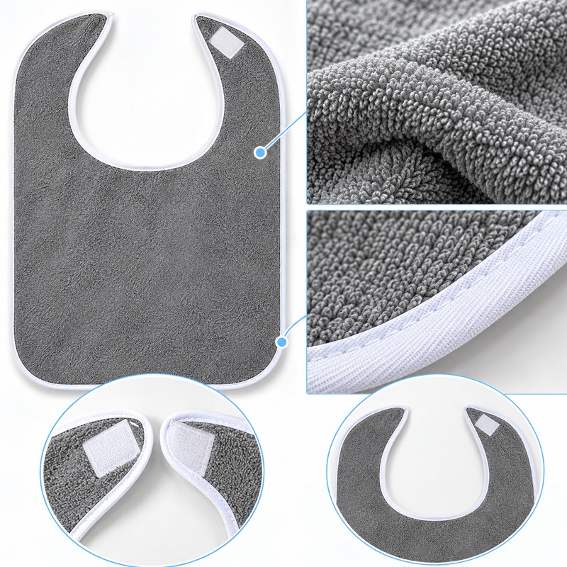 2 Pcs Adult Bibs for Eating – Large Terry Cloth