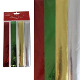 80 Christmas Paper Chains - 4 Colours Per Pack - Metallic
