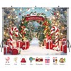 Rieetmk Christmas Backdrop - Winter Snow Scene with Candy Canes