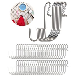 s字フック ステンレススチールワイヤーフック - 50個エス字フック 小さなSフック吊り下げ用 フック 金具 挂钩、魚の形クランプ フック ジュエリーやキッチン用品、洋服の吊り下げに使用