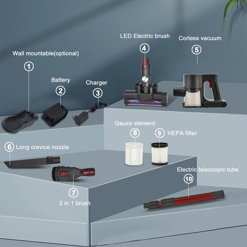 SIPPON Cordless Vacuum Cleaner, Powerful Brushless Motor, 6-in-1 Lightweight Vacuum