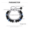 Rockyu Men's Bracelet, Stylish, Double Chain, Stainless Steel, Natural Stone,