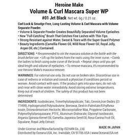 Volume and Curl Mascara Super Waterproof 01 Super Black for Women 0.21 Oz Mascar, 0.21 Ounce                                                          