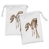 Ambesonne Dinosaur Fabric Pouch Set of 2, Archeology Museum Theme