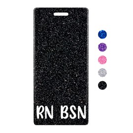 Plifal RN BSN Badge Buddy Card Nurse Nursing Accessories Glitter Black Vertical Badge Identification Tags