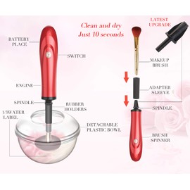 FreelyKoi makeup brush cleaner, with 6 rubber ring makeup brush cleaner, can be washed and dried in a few seconds, suitable for professional makeup brush cleaning tools.