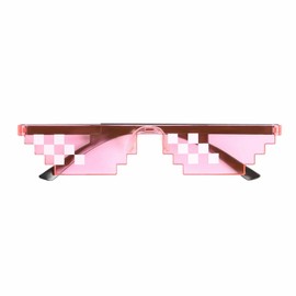 3 Packs Pixel Sunglasses Thug Sunglasses Cool Thug Glasses Plastic Pixel Sunglasses Party Accessories for Kids Adults, Pink