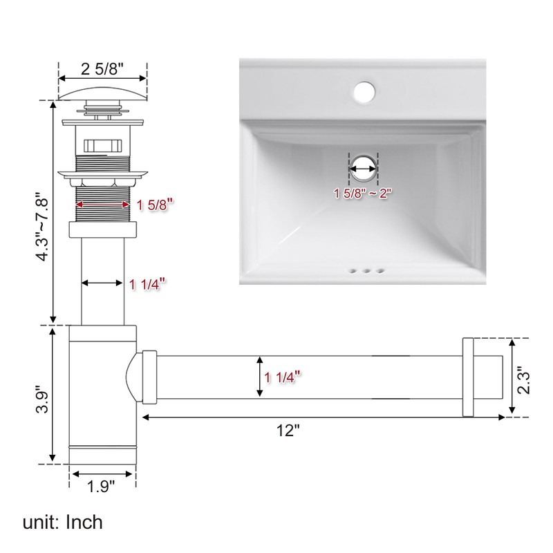 MENATT Bathroom Sink P-Trap Complete Set, Solid Brass 1-1/4 Bottle