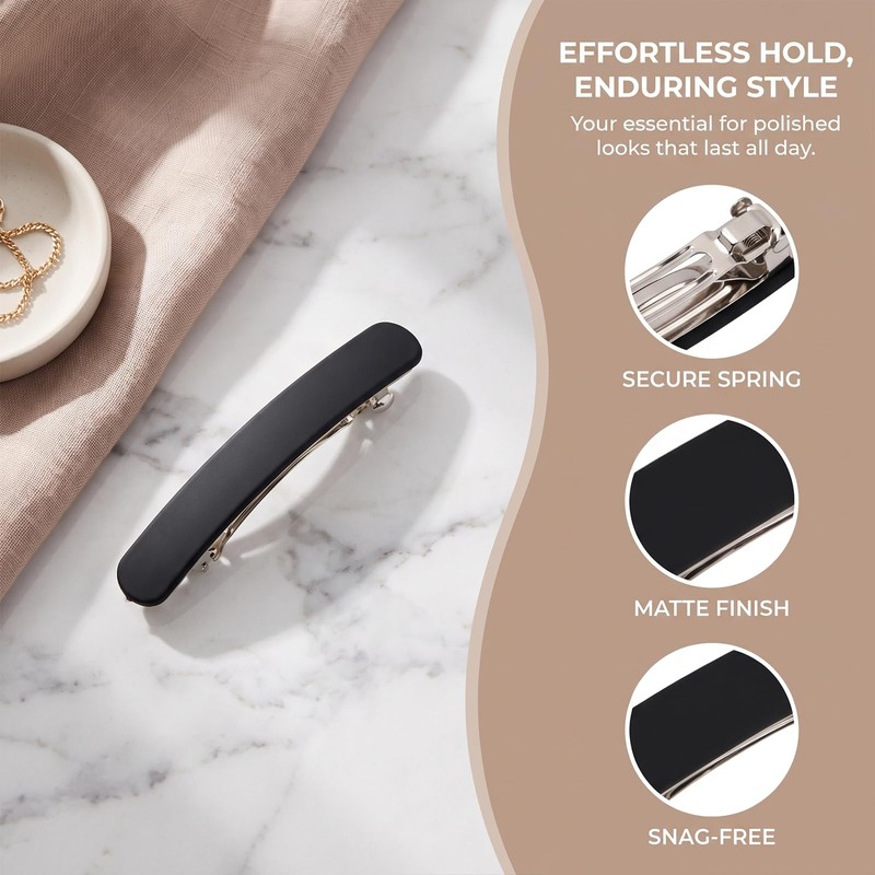 2PCS Matte Black Hair Clips Women