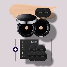 Brillieight Brilliant Water Glow Cushion Original 15g + Refill 15g + 2 Puffs Radiant Tone Up Water Glow / 브릴리에잇 물광 쿠션 본품 15g+리필15g+퍼프 2개 광채 톤업 물광
