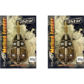 PRO FILSTAR Inline Method Feeder Set 2 x 30 g Feeder - Flat Method Feeder Basket - Swivel & Anti Tangle Sleeve - Carp Fishing Assembly - Carp Fishing Accessories - Carp Fishing - Ground Fishing Feeder