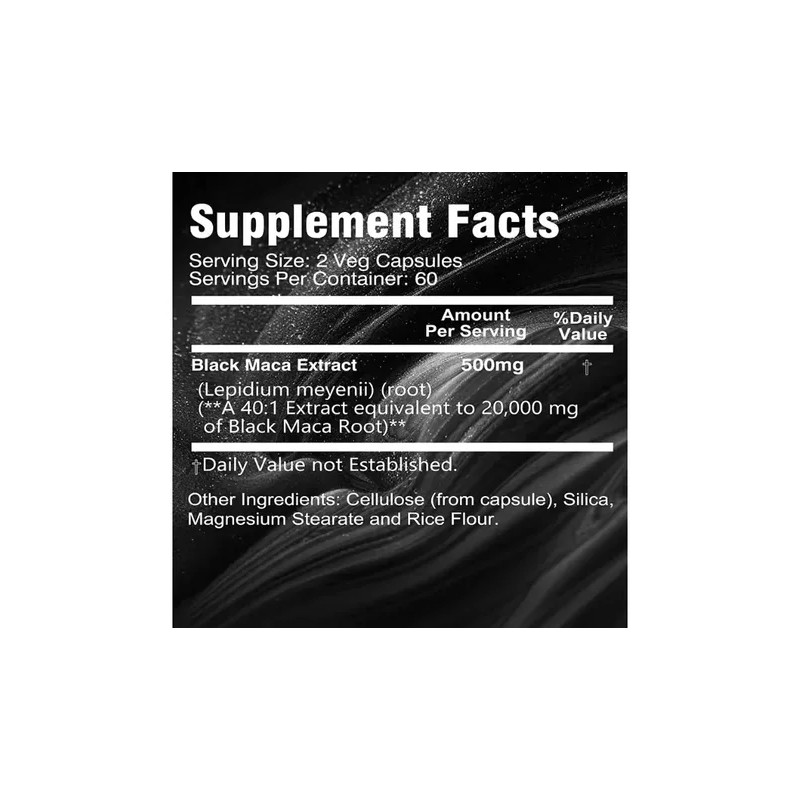 Maca Negra Peruana Orgánica 2000 Mg - Capsulas - Vegano