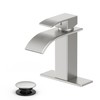 Ryuwanku Bathroom Faucet Brushed Nickel Modern Waterfall Bathroom Sink Faucet